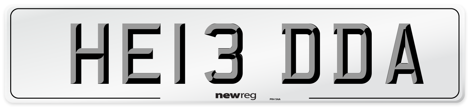 HE13 DDA Number Plate from New Reg
